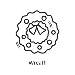 Wreath vector outline Icon Design illustration. Christmas Symbol on White background EPS 10 File