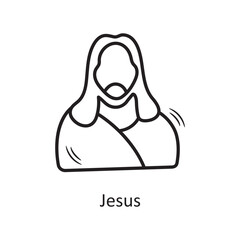 Jesus vector outline Icon Design illustration. Christmas Symbol on White background EPS 10 File