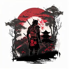 Japanese samurai illustration, digital art style, illustrated painting 3D illustration Generative AI	
