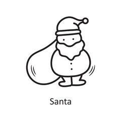 Santa vector outline Icon Design illustration. Christmas Symbol on White background EPS 10 File