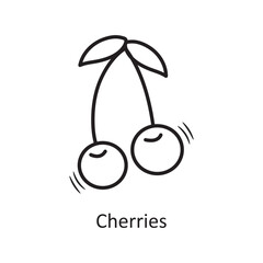 Cherries vector outline Icon Design illustration. Christmas Symbol on White background EPS 10 File