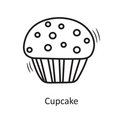 Cupcake vector outline Icon Design illustration. Christmas Symbol on White background EPS 10 File