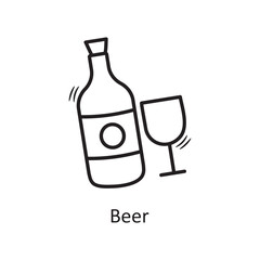 Beer vector outline Icon Design illustration. Christmas Symbol on White background EPS 10 File
