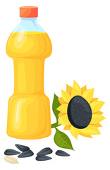 Salad dressing bottle. Sunflower seeds oil icon