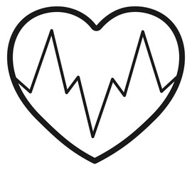 Heart beat icon. Black line cardiology symbol