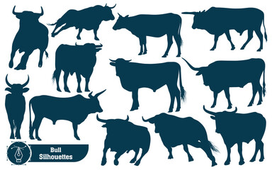 Collection of Bull Silhouette in different poses
