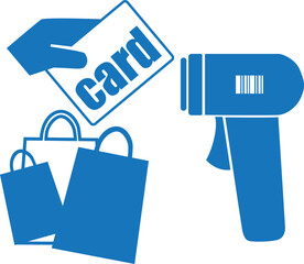 Shopping icon, shopping card icon blue vector