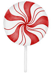 red and white lollipop candy watercolor illustration
