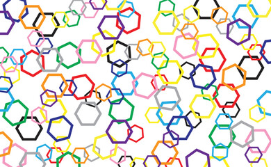 The colorful hexagon is overlapping on the white background.