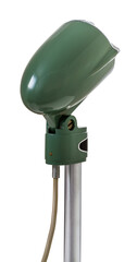 Green vintage microphone on white background (PNG)