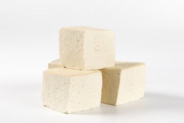  traditional food Raw Soy Tofu isolated on white background