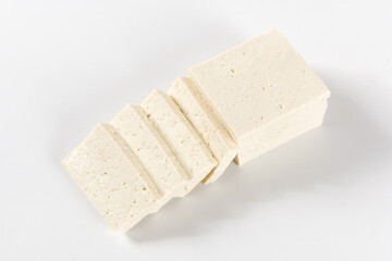  traditional food Raw Soy Tofu isolated on white background
