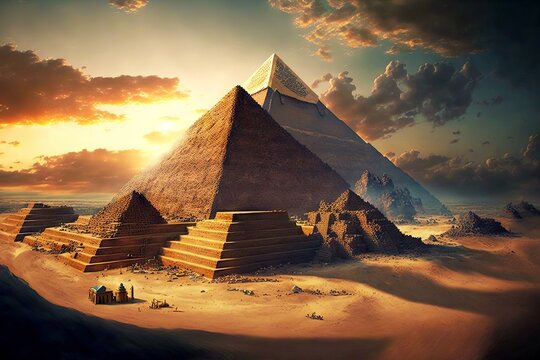 Great Pyramid Of Egypt And Ancient City , Made With Generative Ai