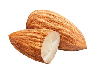 Almonds without shadow isolated on white background