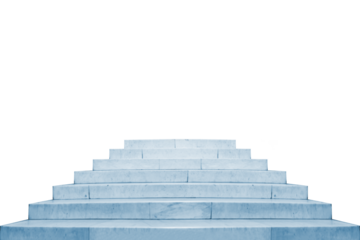 Marble blue staircase with stairs in PNG isolated on transparent background