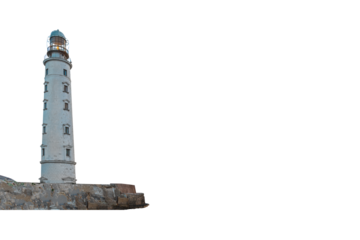 Lighthouse beacon on coast in PNG isolated on transparent background