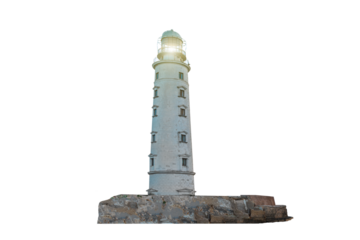 Lighthouse searchlight beam through air in PNG isolated on transparent background
