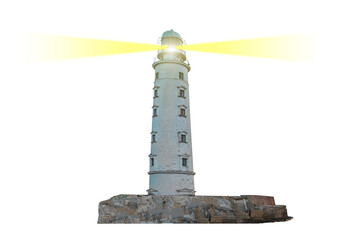 Lighthouse searchlight beam through air in PNG isolated on transparent background