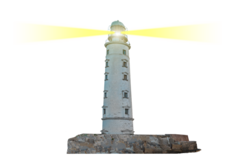 Lighthouse searchlight beam through air in PNG isolated on transparent background