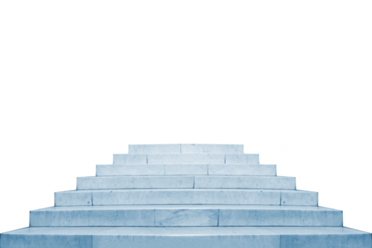 Marble blue staircase with stairs in PNG isolated on transparent background