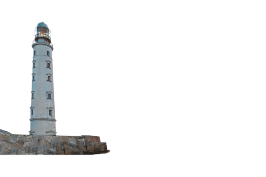 Lighthouse beacon on coast in PNG isolated on transparent background