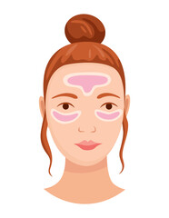 Face skin care. Facial cleaning procedure. Girl cares about her face. Skin care routine, simple woman face facial procedures banner