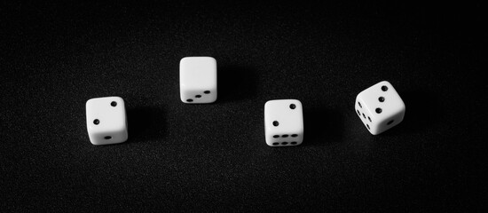 Black and white concept photo with dice. A combination of numbers on dice with the number 2023. Happy New Year 2023.