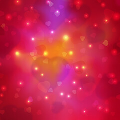 Abstract colorful background with hearts bokeh