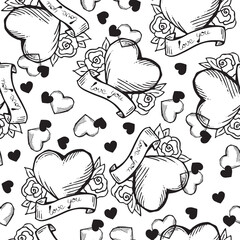 Love heart seamless pattern. Decorative symbol for valentine's day, wedding and engagement. Design for wrapping paper, digital and wallpaper, fabric print, textile, poster, banner, greeting card.