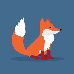 Little fox with red paws sits