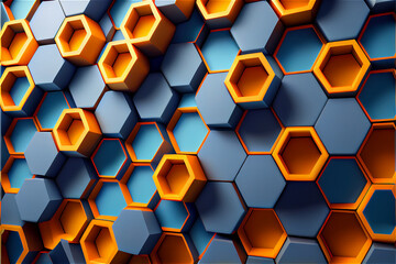 Honeycomb lacquered background in blue and orange with a modern style