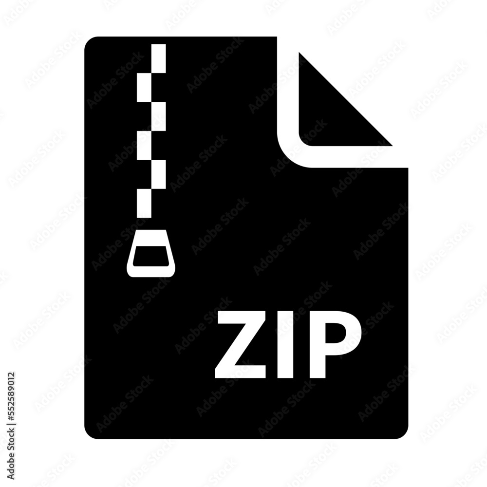 Poster zip file silhouette icon. data compress archive format. vector.
