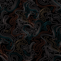 Abstract Topography. Dark abstract vector artistic seamless pattern. Decorative textured background.