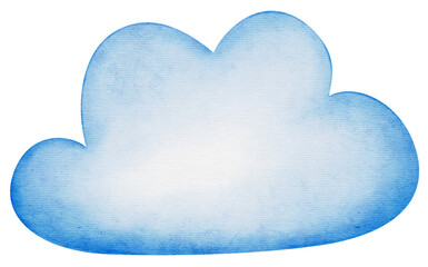 cute blue cloud cartoon watercolor illustration