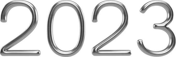 2023 Silver 3D Metallic Thin Chrome Text Typography	