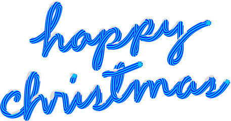 Obraz premium 3D Blue Happy Christmas Text with Snow Christmas Season Typography