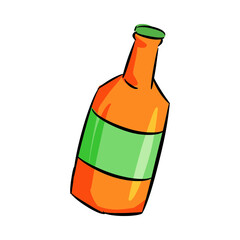 beer drink bottle icon. party, celebration, bar, new year concept. for template, sticker, print, greeting card. hand drawn vector.