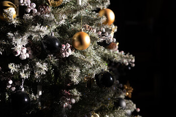 Obraz na płótnie Canvas christmas beautiful decorations on a festive new year tree