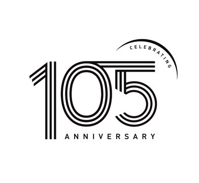 105 years anniversary celebration logotype. elegant modern number gold color