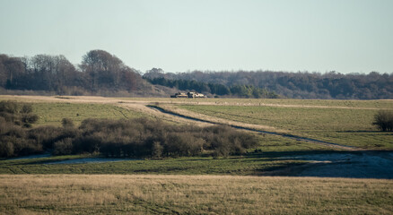 British army Challenger 2 ii FV4034 tank being towed by a CRARRV, Wiltshire UK