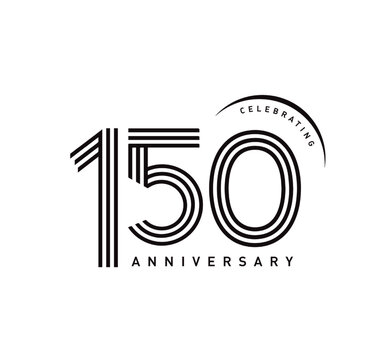 150 years anniversary celebration logotype. elegant modern number gold color