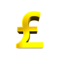 Pounds sterling old shiny currency symbols 3d render isolated icon