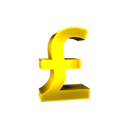 Pounds sterling old shiny currency symbols 3d render isolated icon