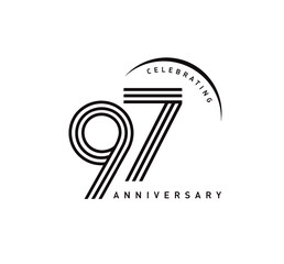 97 years anniversary celebration logotype. elegant modern number gold color