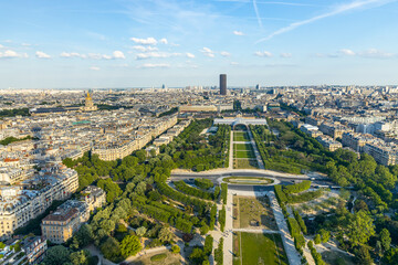 Champ de Mars view from eiffel tower in Paris, France - obrazy, fototapety, plakaty