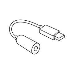 cable pin with socket line art vector.