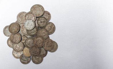 Rare coins isolated on white background