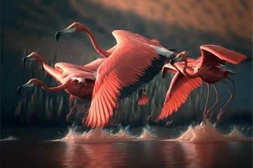 Fotobehang flamingo in the water © petreadrian