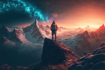 Obraz premium Digital illustration about climber on the mountain.