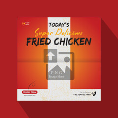 Super delicious chicken food social media post design or restaurant social media food design template.